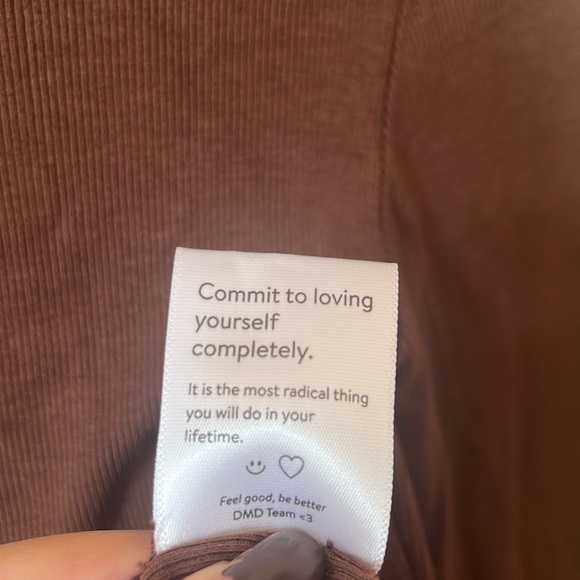 3/$30 EUC dmd studios mockneck ribbed brown full sleeve bodysuit size S - Picture 7 of 7